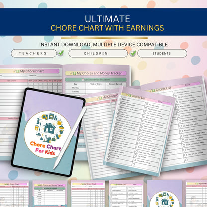 Kids Chore Chart with Earnings | Reward & Responsibility Printable Tracker