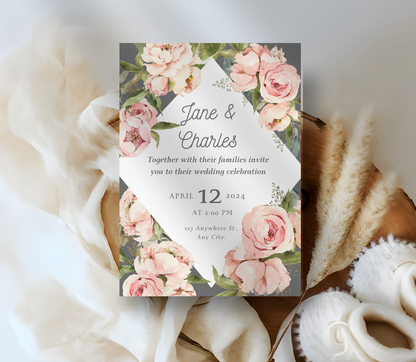 Wedding Invitation Template | Editable Canva Wedding Invite Design Printable & Digital