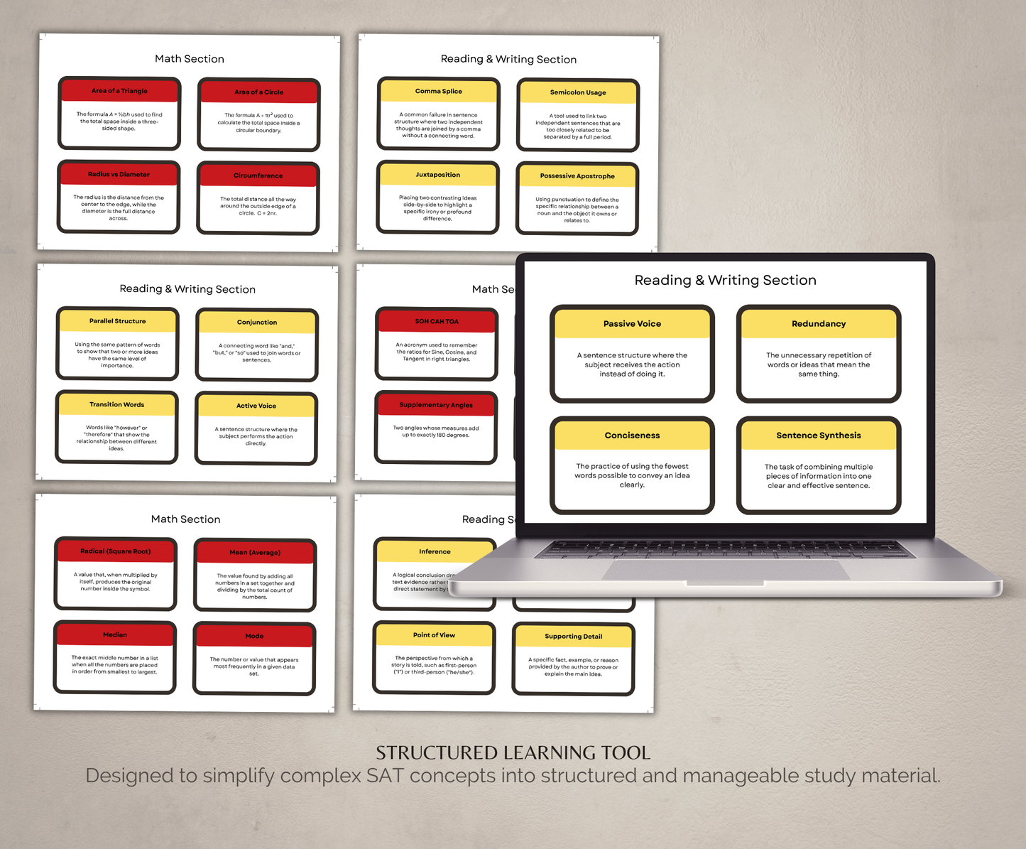 SAT Prep Flashcards Bundle | Printable Study Cards for Exam Success