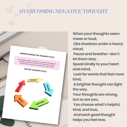 Overcome Negative Thoughts Workbook PDF | Positive Thinking Journal, CBT Worksheets, Mental Health Planner, Self Help &amp; Mindset Reset Guide