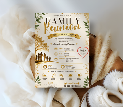 Family Reunion Invitation Template | Editable Canva Reunion Party Invite Design Printable & Digital