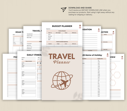 Digital Travel Planner | Editable Trip Organizer & Itinerary Planner