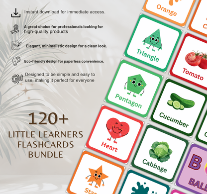 Little Learners Flashcards Bundle | Printable Preschool & Kids Study Cards PDF