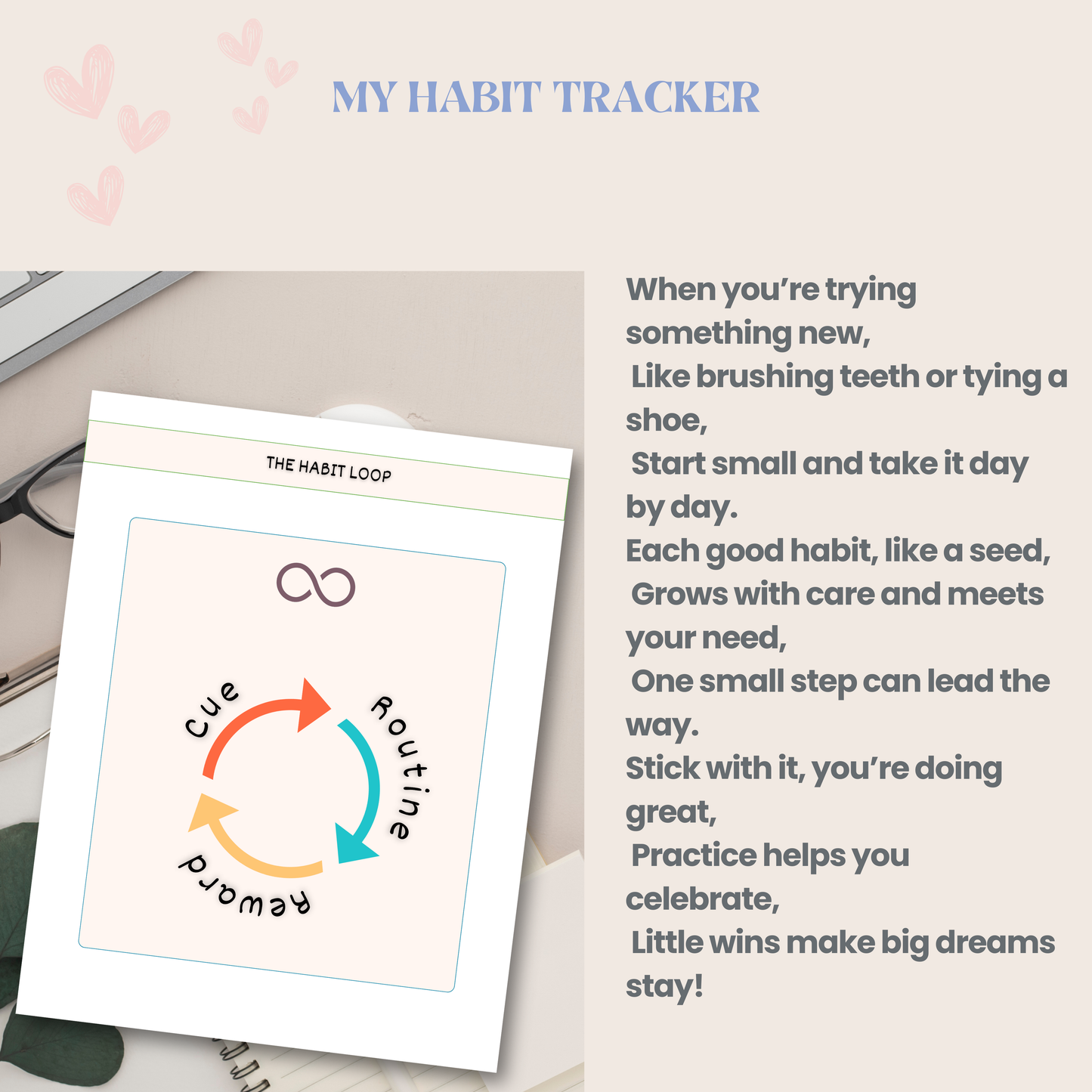 Habit Tracker PDF | Daily, Weekly &amp; Monthly Goal Planner, Productivity Journal, Routine &amp; Self-Improvement Tracker