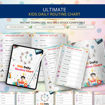 Kids Daily Routine Chart Printable | Morning & Evening Schedule for Children