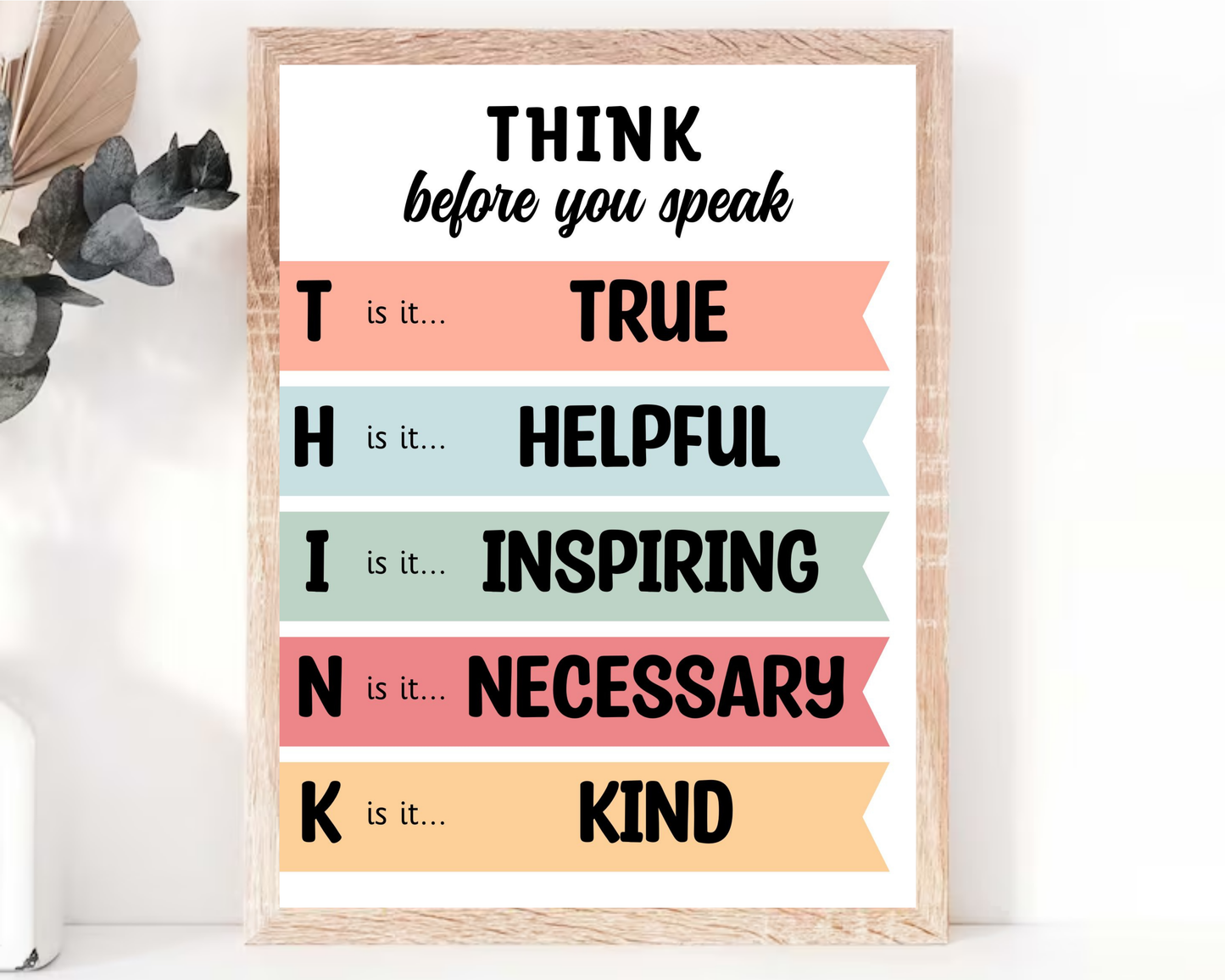 Think Before You Speak Wall Art | Inspirational Quote Poster, Mindfulness &amp; Communication Decor, Printable Motivational Wall Art