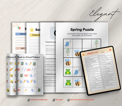 Kids Activity PLR Bundle | Editable Canva Printable Worksheets, Games & Learning Activities for Kids