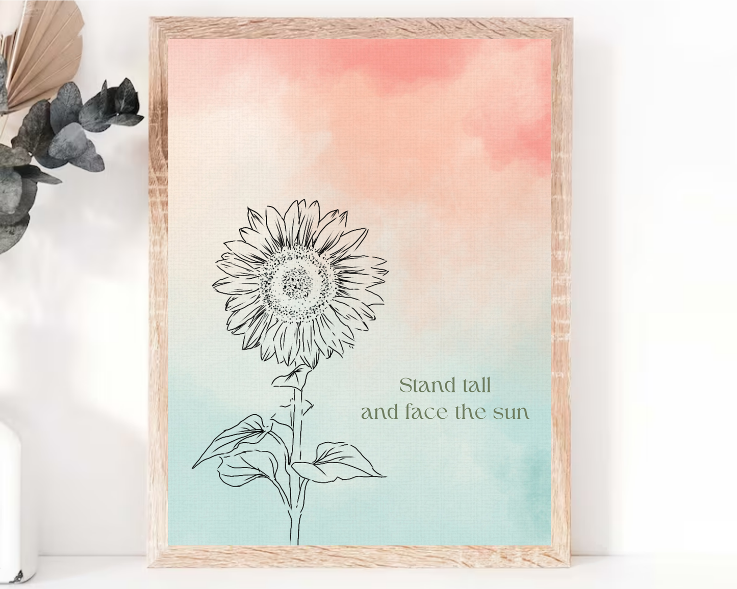 Motivational Sunflower Wall Decor Art | Inspirational Quote Wall Art, Floral Positivity Poster, Printable Sunflower Home Decor