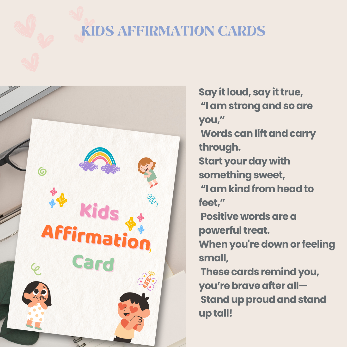 Kids Affirmation Cards PDF | Positive Affirmations for Children, Confidence &amp; Self Esteem Cards, Mindfulness &amp; Emotional Growth Tool