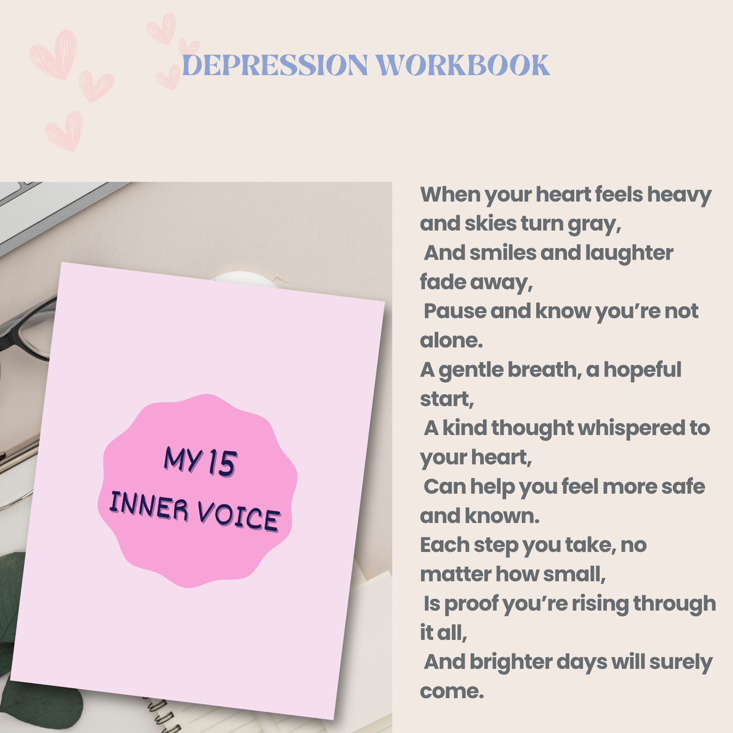 Depression Workbook PDF | Mental Health Journal, CBT Exercises, Mood Tracker &amp; Self-Help Therapy Guide