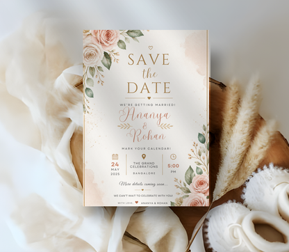 Save the Date Invitation Template | Editable Canva Wedding Save the Date Card Printable & Digital