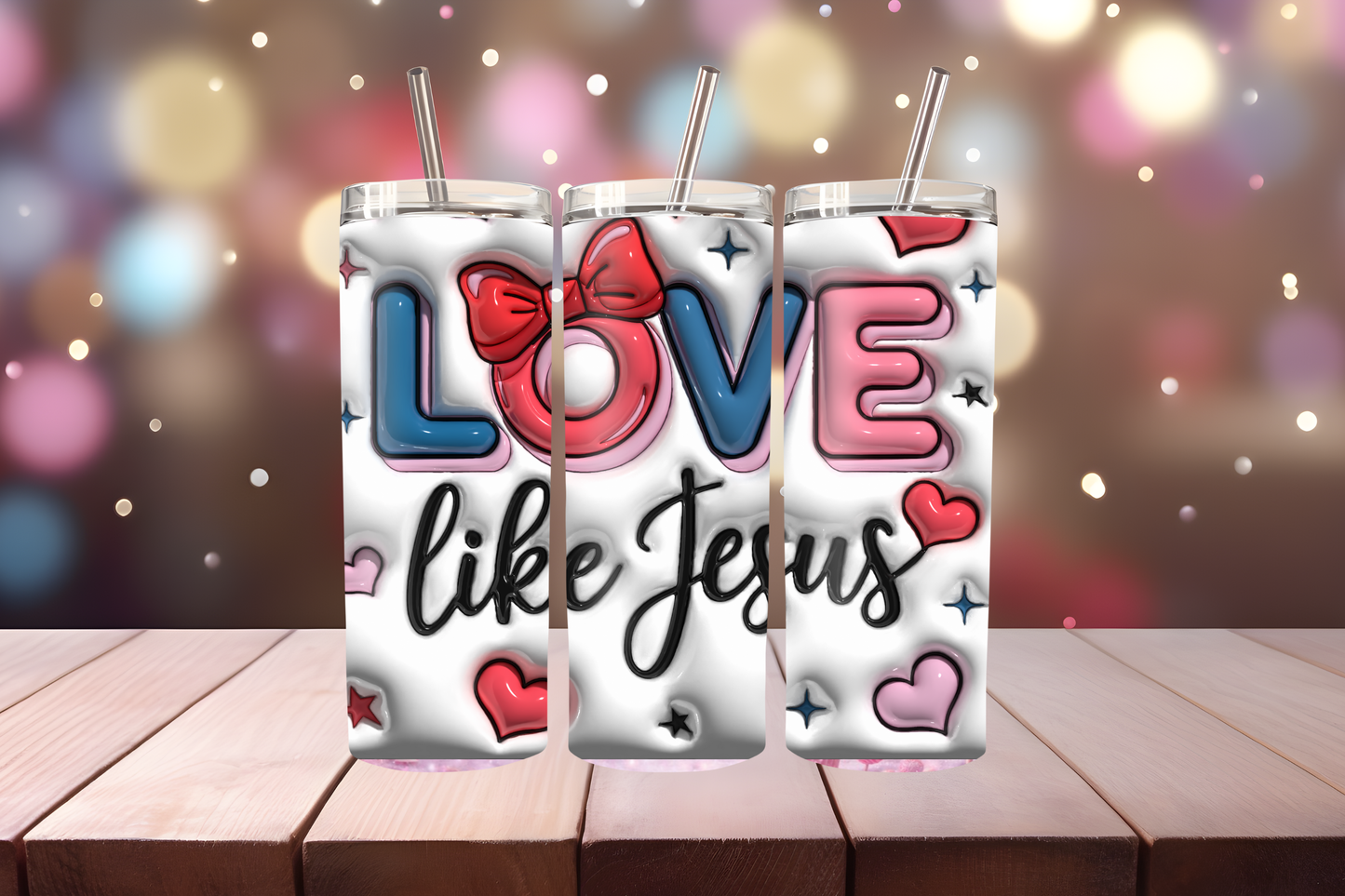 Love Like Jesus Tumbler Wrap PNG | Faith-Based Inspirational Design, 20oz Skinny Tumbler Sublimation, Christian Quote Wrap