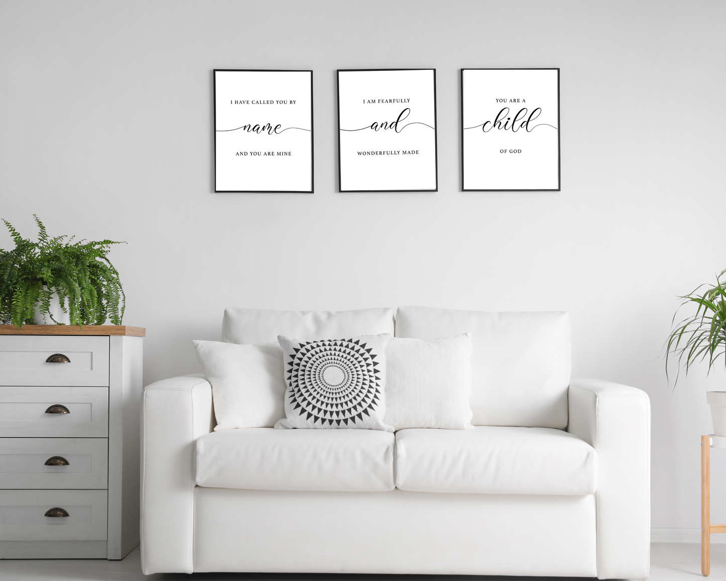 Bible Verse Wall Art Set of 3 | Christian Scripture Printable Decor, Minimalist Faith Home, Bedroom & Office Wall Prints