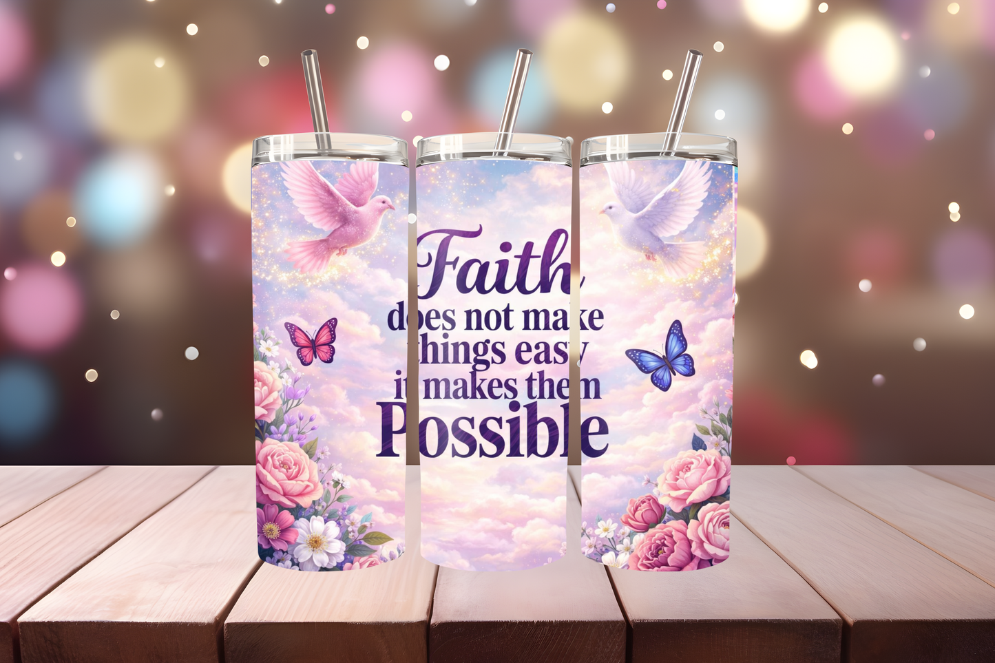 God Is With Her Tumbler Wrap PNG | Faith-Based Inspirational Design, 20oz Skinny Tumbler Sublimation, Christian Quote Wrap