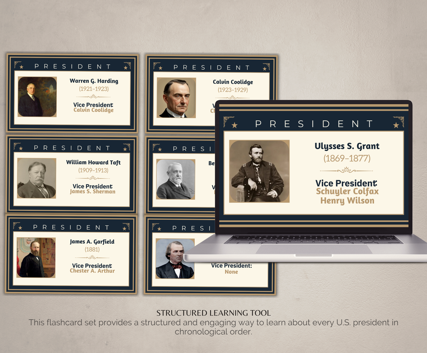 US Presidents & Vice Presidents Flashcards | Printable History Study Cards PDF