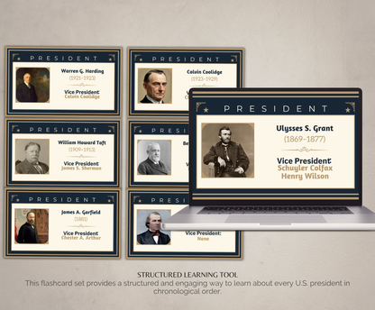 US Presidents & Vice Presidents Flashcards | Printable History Study Cards PDF