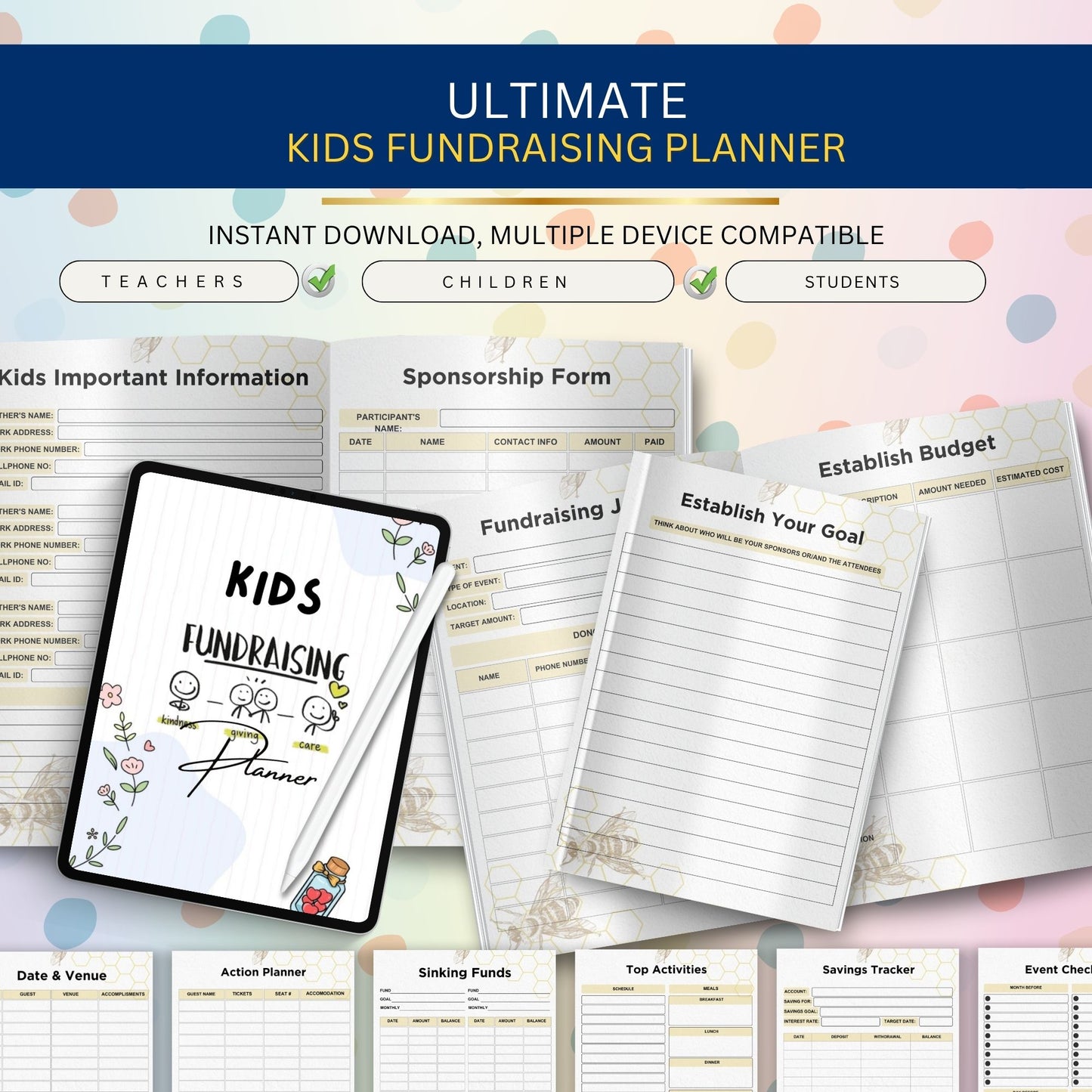 Kids Fundraising Planner Printable | Goal Setting & Event Organizer for Children
