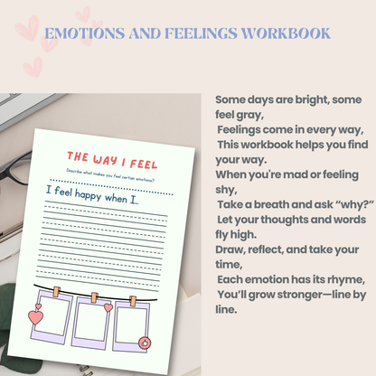 Emotions and Feelings Workbook PDF | Emotional Awareness Journal, Mindfulness Activities, Self-Reflection &amp; Coping Skills Guide