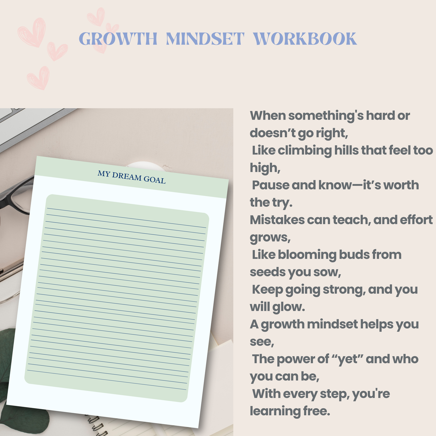 Growth Mindset Workbook for Kids PDF | Confidence Building Activities, Positive Thinking Journal, Self Esteem Worksheets, Kids Personal Development