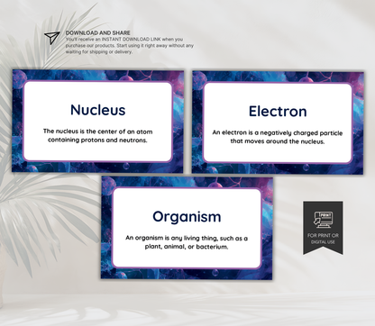 Science Series Flashcards Bundle | Printable Biology, Chemistry & Physics Study Cards PDF
