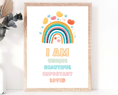 Positive Affirmations for Kids Wall Art | Inspirational Kids Posters, Confidence Building Quotes, Growth Mindset Printable Decor
