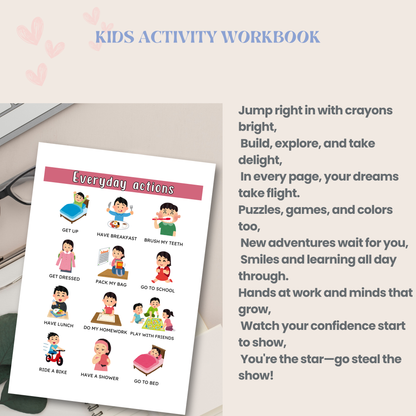 Kids Activity Workbook PDF | Fun Learning Activities, Coloring Pages, Puzzles, Educational Worksheets for Kids