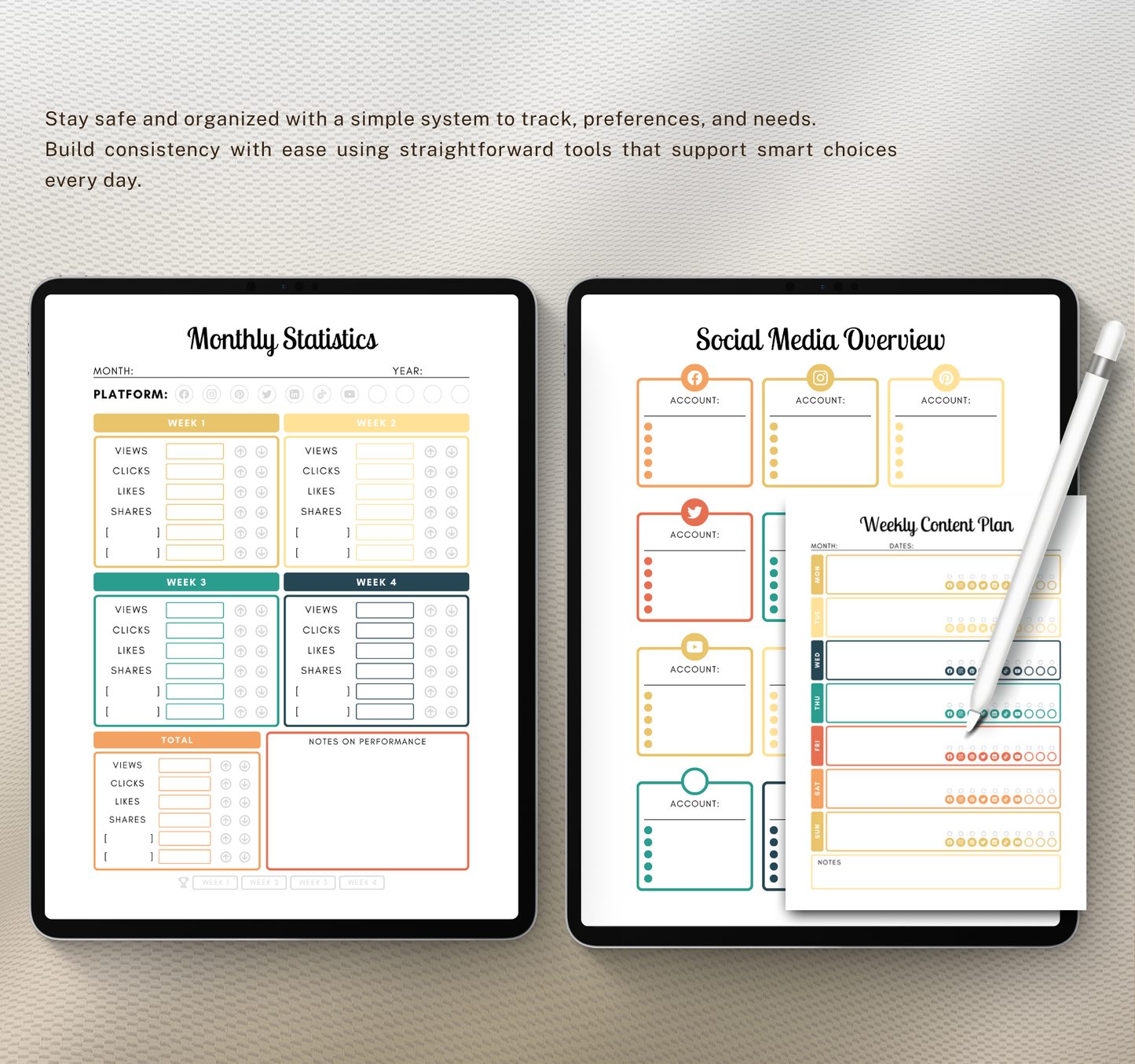 Social Media Planner | Content Calendar & Strategy Digital Planner
