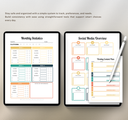 Social Media Planner | Content Calendar & Strategy Digital Planner