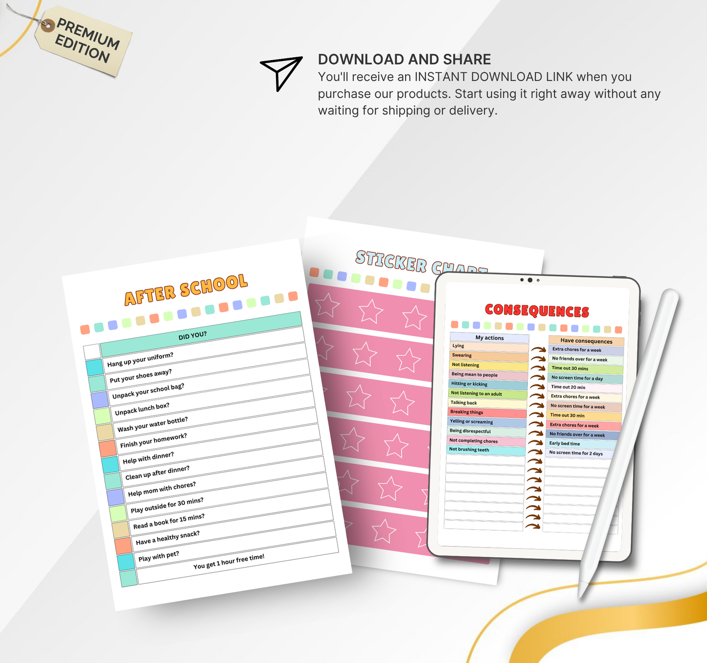 Teacher Reward Kids Chore Chart | Printable Classroom Responsibility Tracker