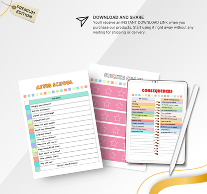 Teacher Reward Kids Chore Chart | Printable Classroom Responsibility Tracker