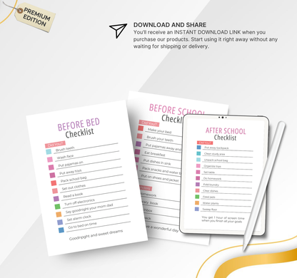 Responsibility Chore Chart for Kids | Printable Daily Tracker