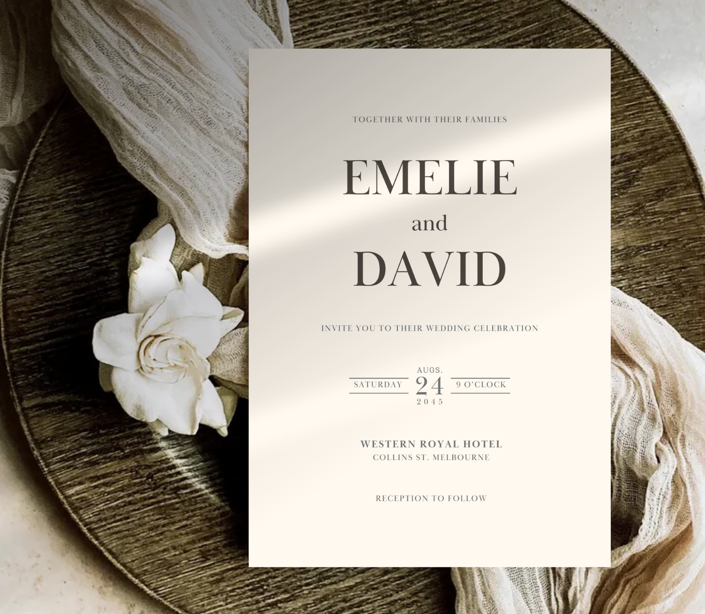 Minimalistic Wedding Invitation Template | Elegant Editable Canva Wedding Invite Design Printable & Digital