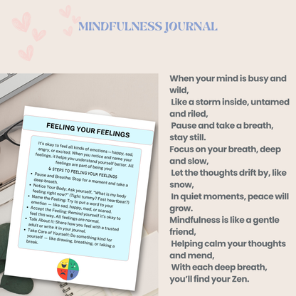 Mindfulness Journal PDF | Daily Reflection, Stress Relief Workbook, Guided Meditation &amp; Self-Care Planner for Mental Wellness