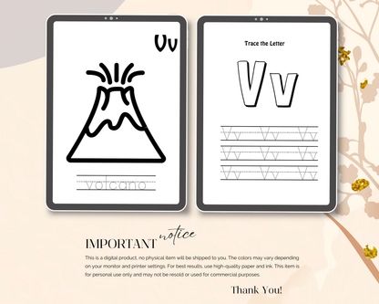 Alphabet Coloring & Tracing Worksheets for Kids | Printable ABC Learning & Handwriting Practice