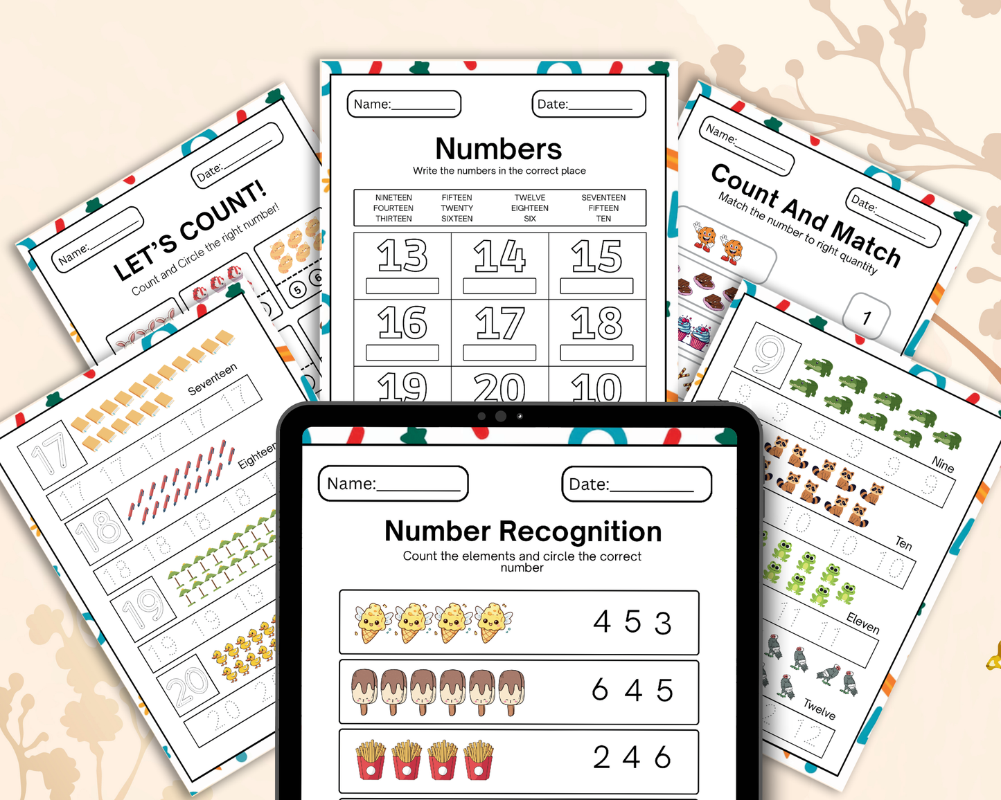 Early Learners Numbers Worksheet | Printable Number Tracing, Counting & Math Activities for Kids