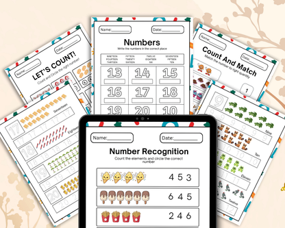 Early Learners Numbers Worksheet | Printable Number Tracing, Counting & Math Activities for Kids