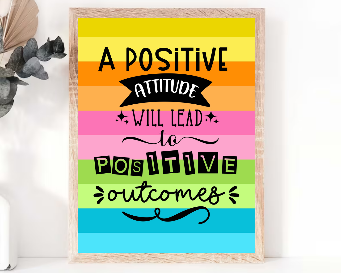 Positive Attitude Motivation Wall Art | Inspirational Quotes Poster, Mindset &amp; Self-Improvement Decor, Printable Motivational Wall Art