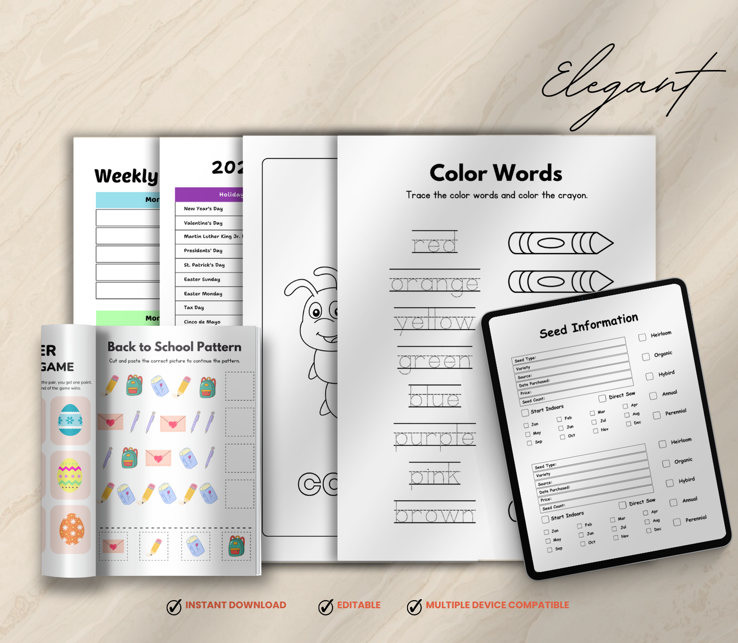 Kids Activity PLR Bundle | Editable Canva Printable Worksheets & Learning Games for Children