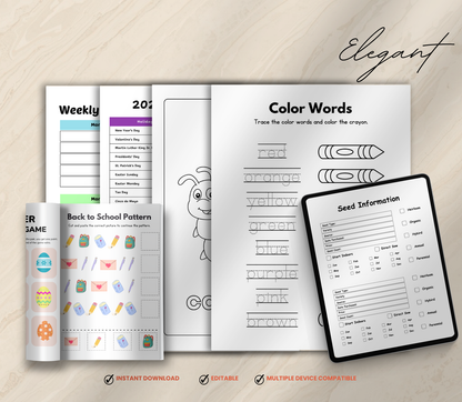 Kids Activity PLR Bundle | Editable Canva Printable Worksheets & Learning Games for Children