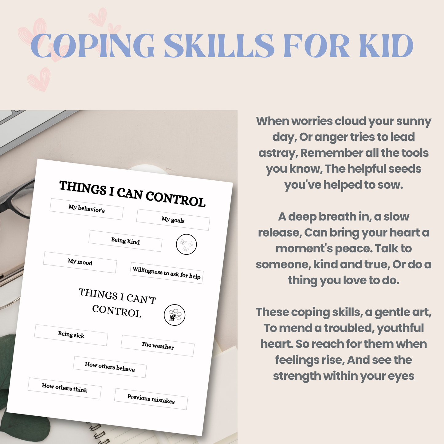 Coping Skills Workbook for Kids PDF | Emotional Regulation Activities, Mindfulness Exercises, Self Help Journal, Resilience Building