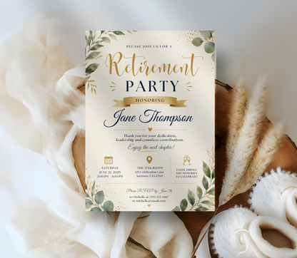 Retirement Invitation Template | Editable Canva Retirement Party Invite Design Printable & Digital