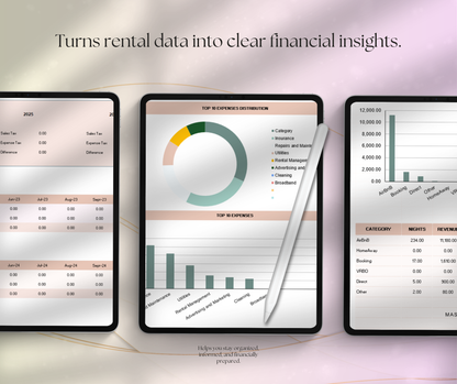 Airbnb Income & Expense Tracker Spreadsheet | Rental Property Google Sheets Finance Planner