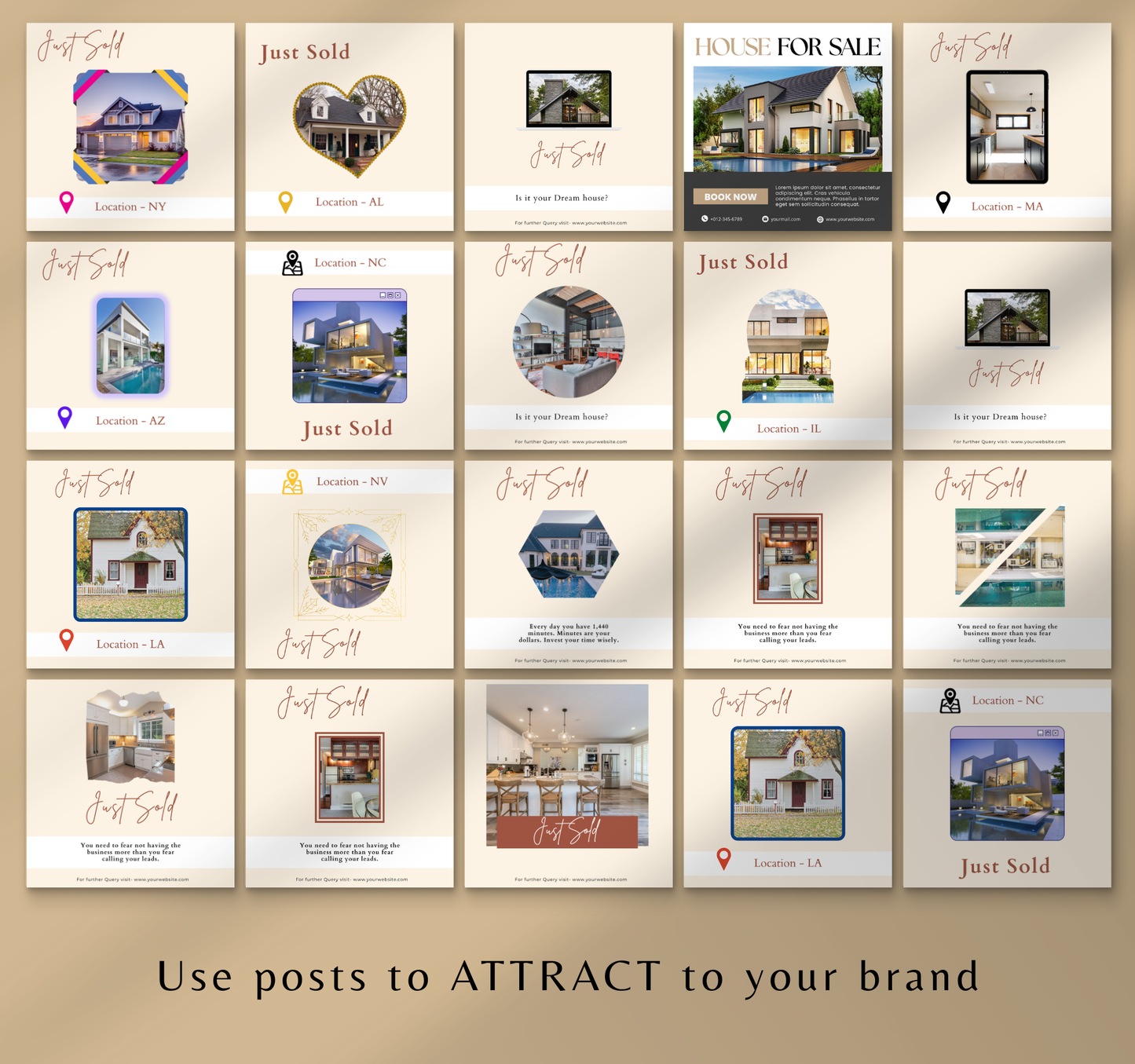 Real Estate Instagram Templates | Editable Canva Realtor Posts & Social Media Kit