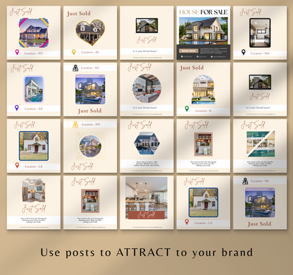 Real Estate Instagram Templates | Editable Canva Realtor Posts & Social Media Kit