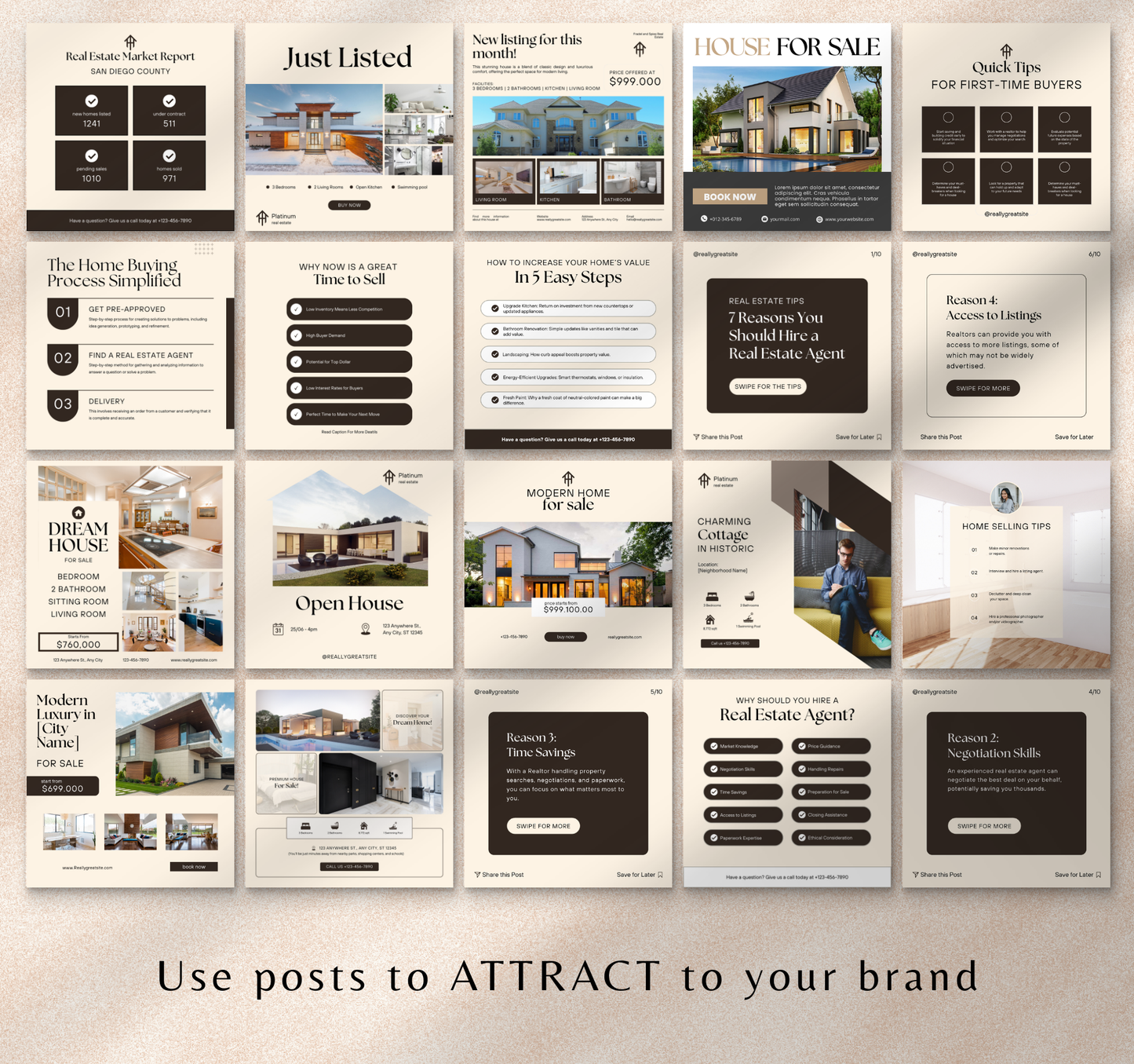 Real Estate Agent Instagram Templates | Editable Canva Social Media Posts for Realtors