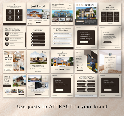 Real Estate Agent Instagram Templates | Editable Canva Social Media Posts for Realtors