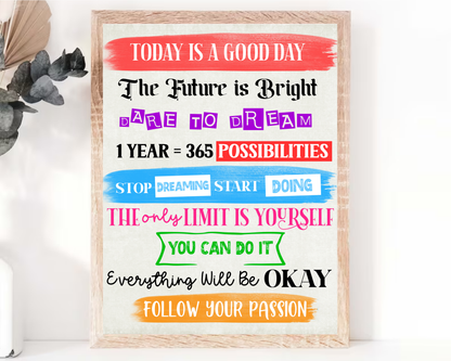 Motivational Quotes Poster Classroom | Inspirational Wall Art for Students, Growth Mindset Posters, Printable Classroom Decor