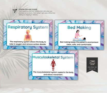 Nursing Flashcards Bundle | Printable NCLEX Study Cards PDF for Nursing Students