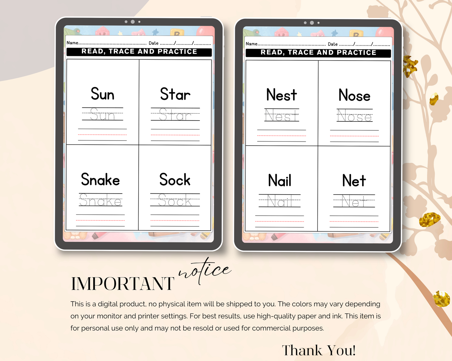 Word Tracing Worksheets for Pre-Kindergarten | Printable Handwriting Practice & Early Learning Activities