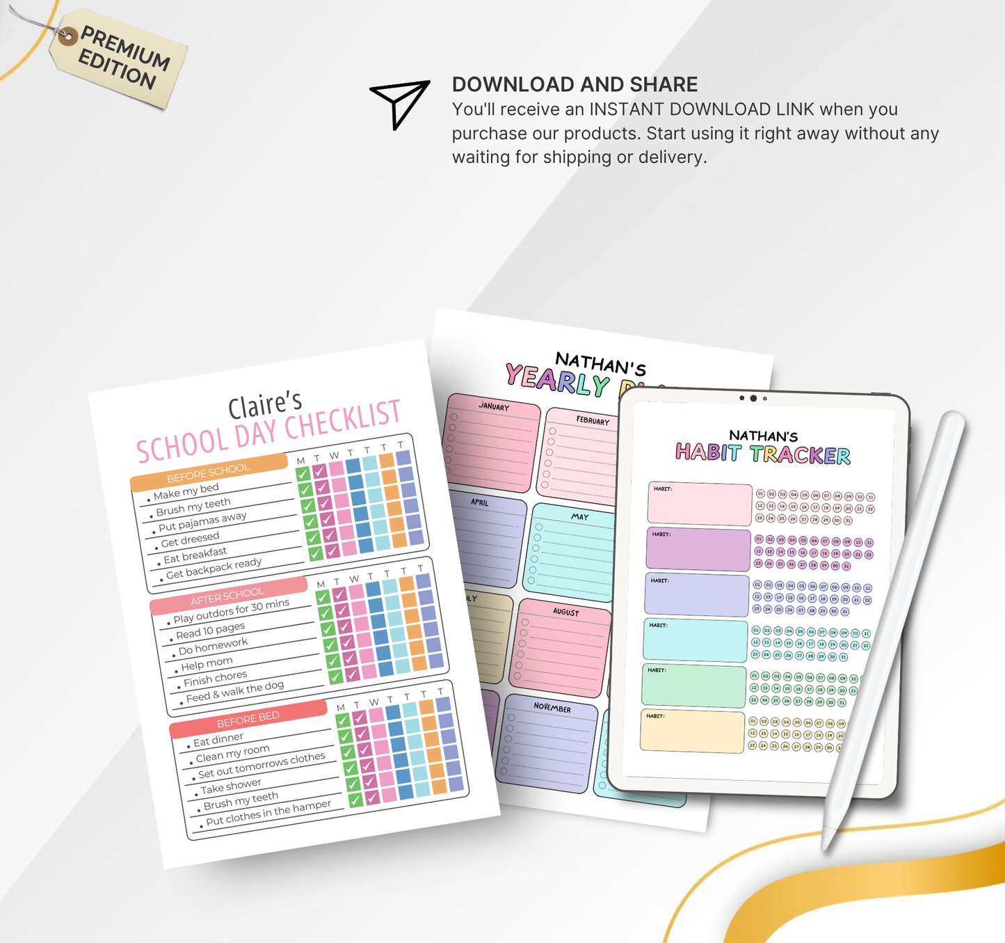 Kids Chore Chart | Printable Daily Responsibility Tracker for Children